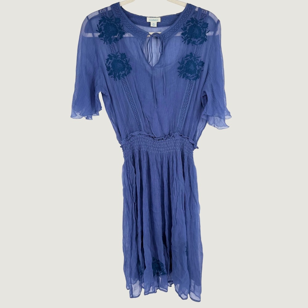 Sundance Led By Dreams Midi Dress XS Flutter Sleeve Cupro Boho Romantic READ